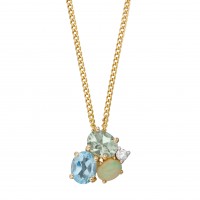 9ct Yellow Gold Topaz, Opal & Amethyst Necklace 