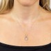 9ct White Gold Blue Topaz & Diamond Teardrop Necklace 