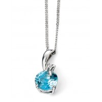 9ct White Gold Blue Topaz & Diamond Twist Necklace