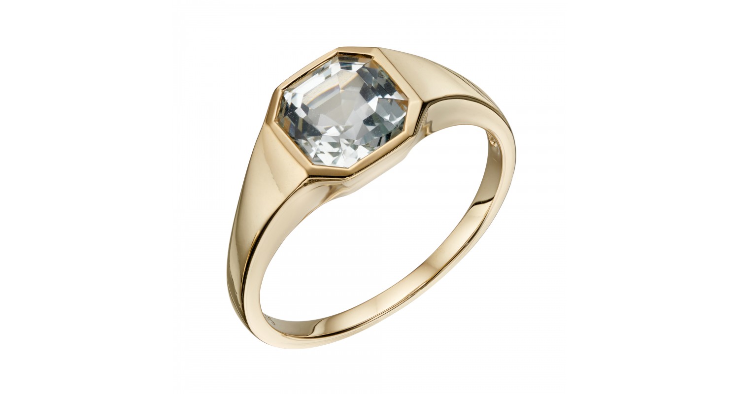 9ct Yellow Gold White Topaz Ring