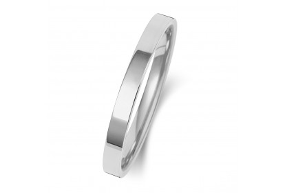 9ct White Gold Flat Court 2mm Medium Weight Band