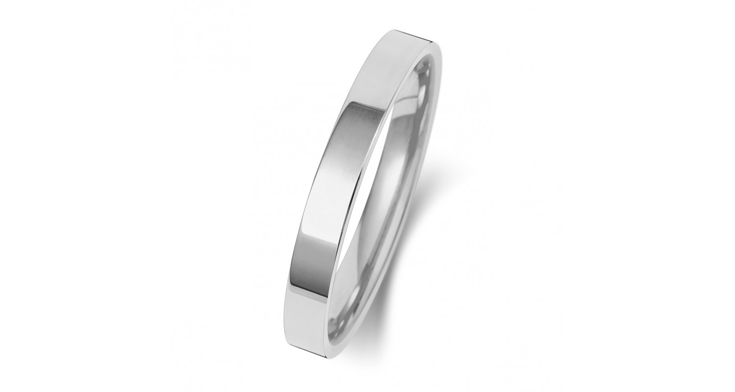 9ct White Gold Flat Court 2.5mm Heavyweight Band