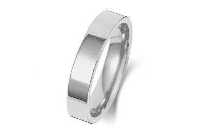 9ct White Gold Flat Court 4mm Heavyweight Band