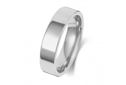 18ct White Gold Flat Court 6mm Heavyweight Band