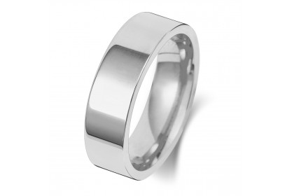 9ct White Gold Flat Court 6mm Heavyweight Band