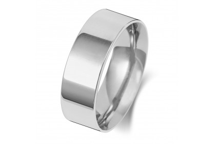 9ct White Gold Flat Court 7mm Heavyweight Band