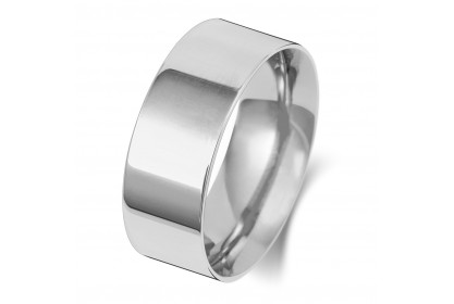 9ct White Gold Flat Court 8mm Heavyweight Band