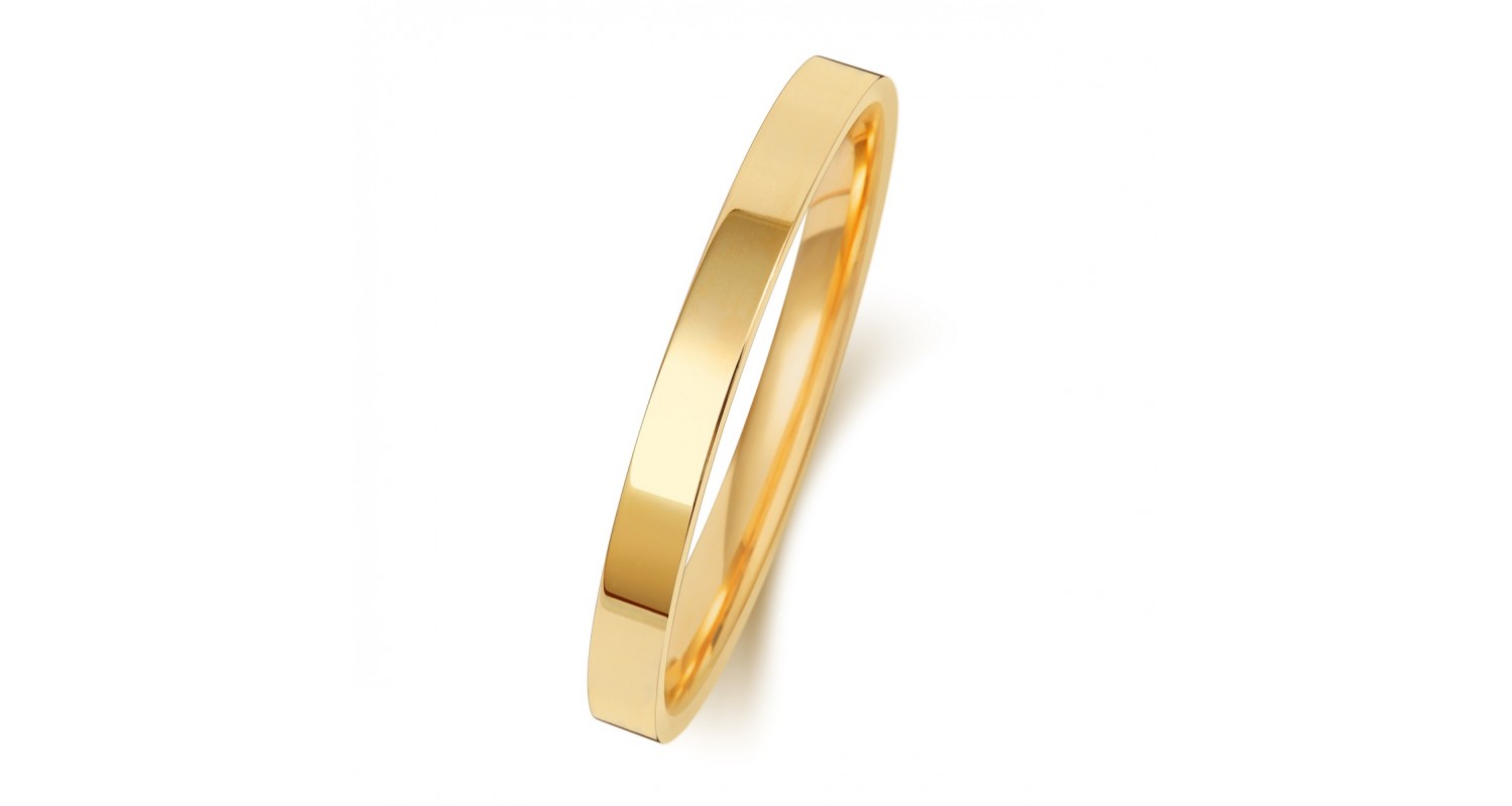 18ct Yellow Gold Flat Court 2mm Medium Weight Band