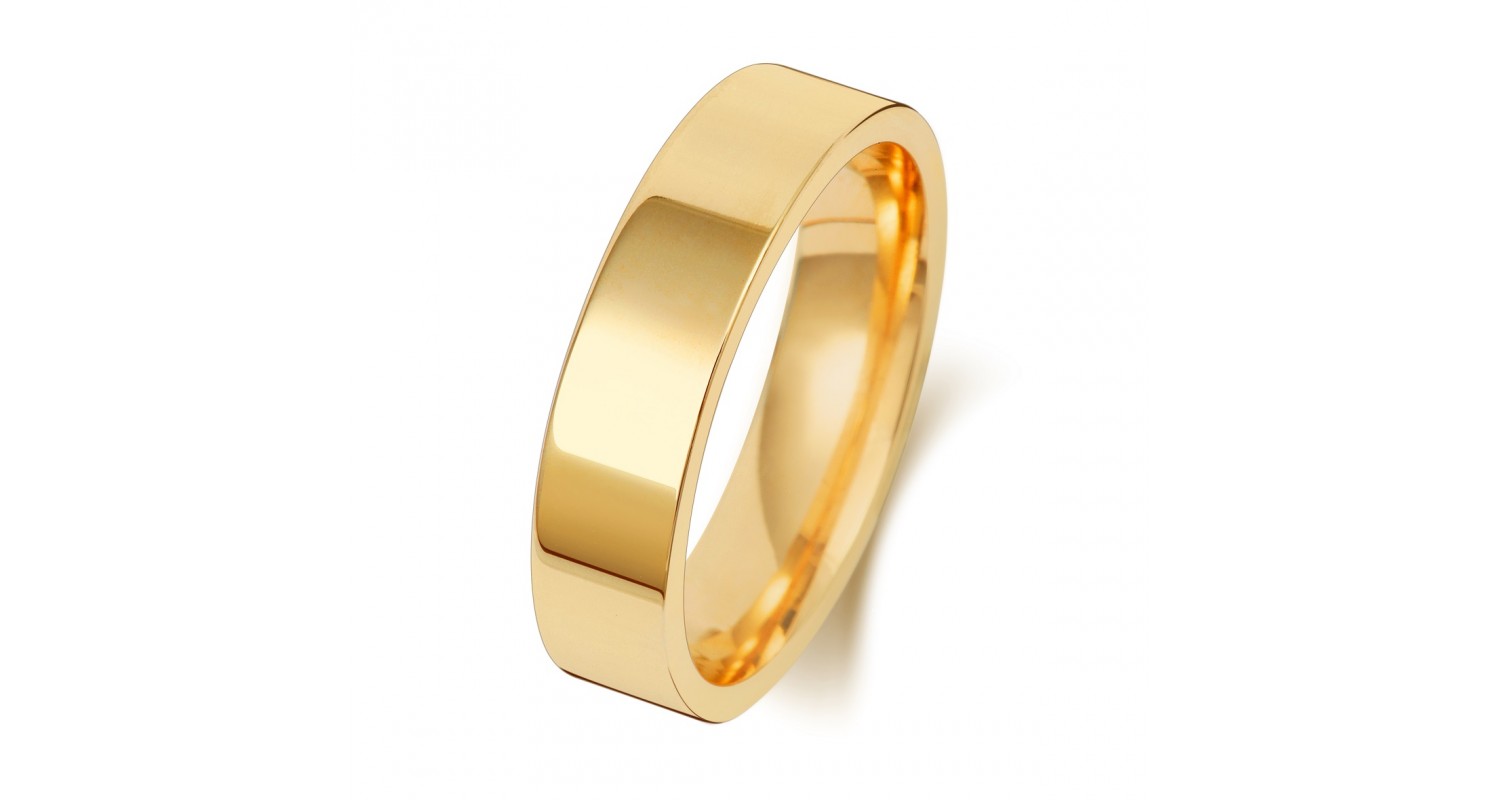 18ct Yellow Gold Flat Court 5mm Medium Weight Band