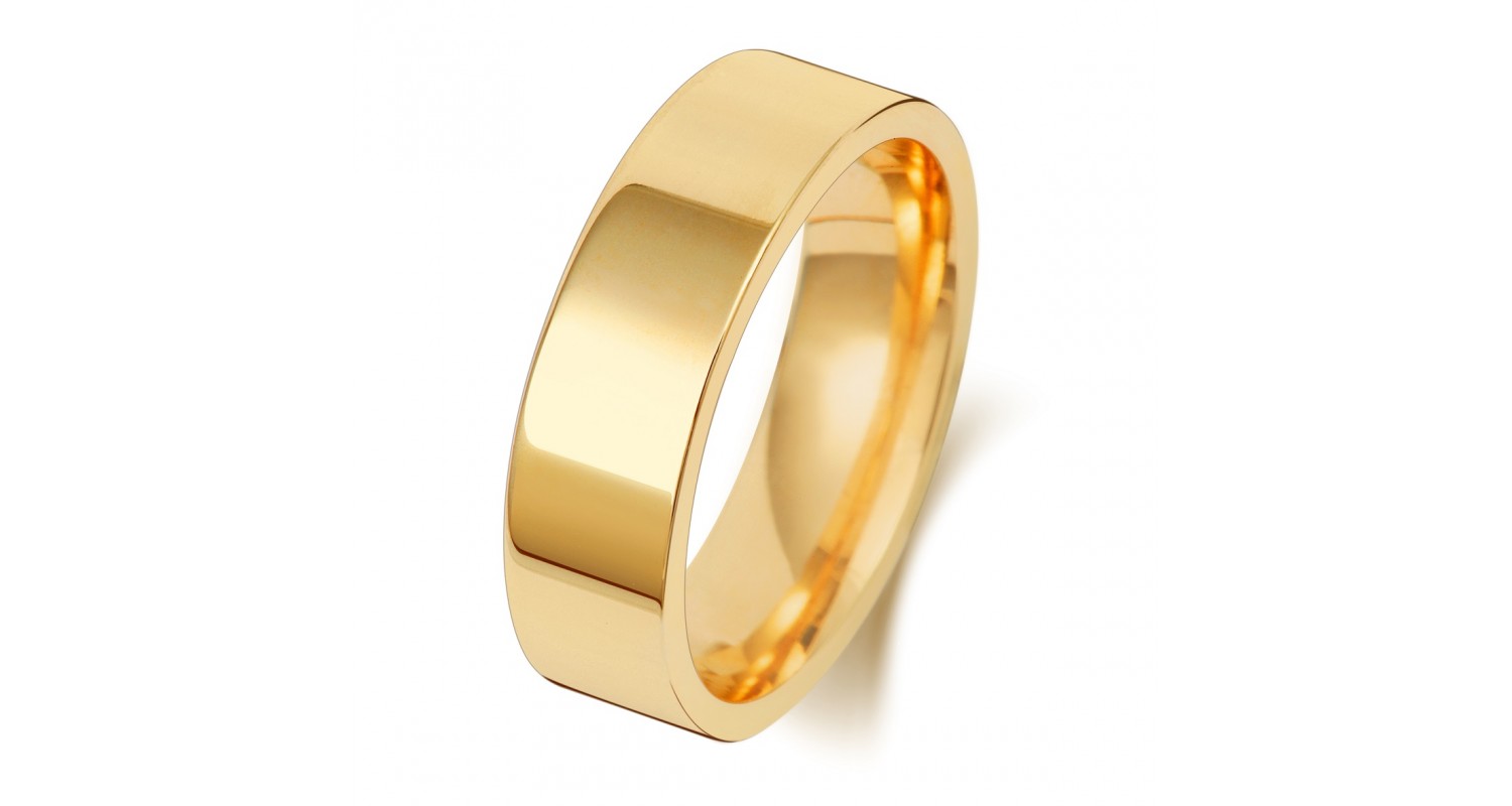 18ct Yellow Gold Flat Court 6mm Heavyweight Band