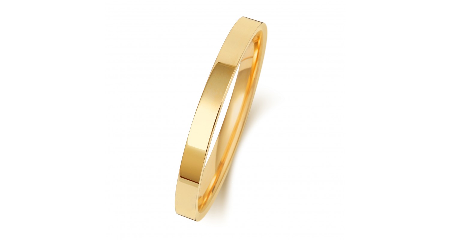 9ct Yellow Gold Flat Court 2mm Heavyweight Band