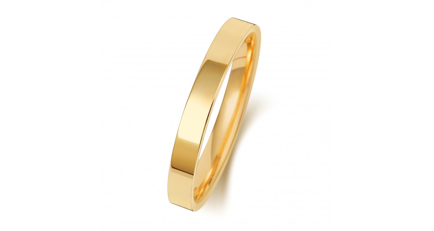 9ct Yellow Gold Flat Court 2.5mm Heavyweight Band