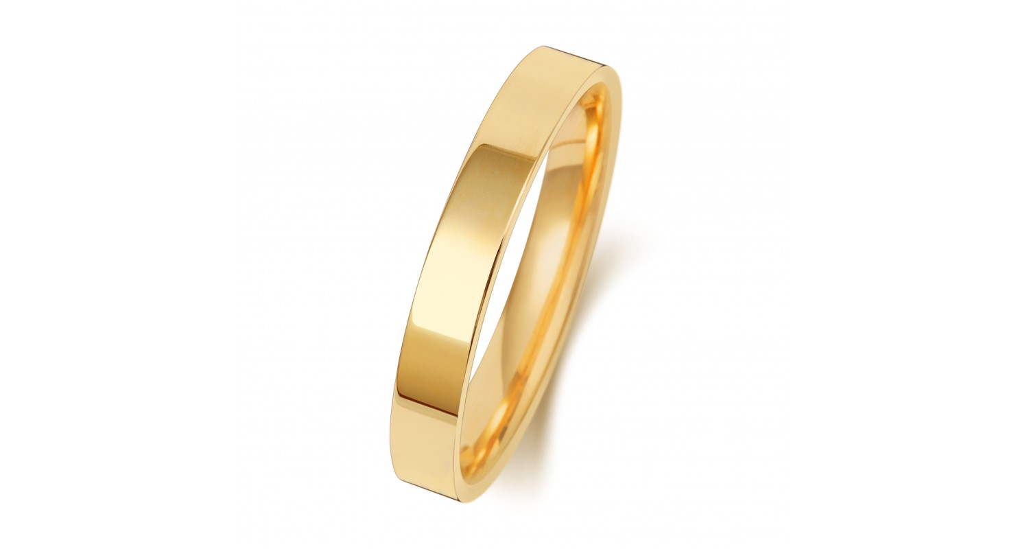 9ct Yellow Gold Flat Court 3mm Heavyweight Band