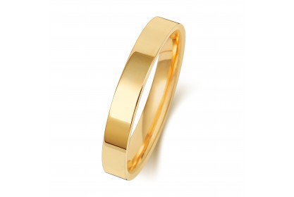 9ct Yellow Gold Flat Court 3mm Heavyweight Band