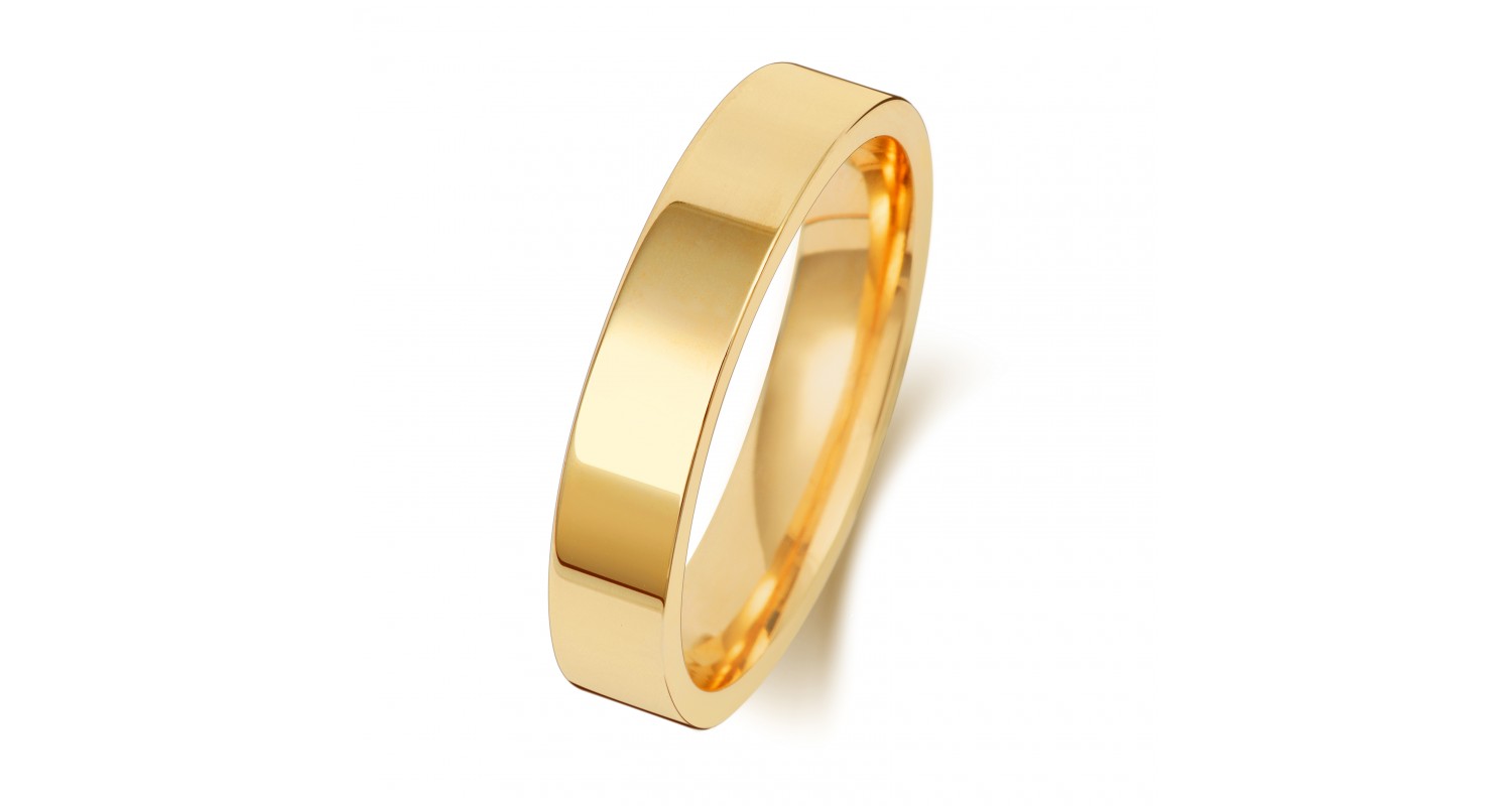 9ct Yellow Gold Flat Court 4mm Heavyweight Band