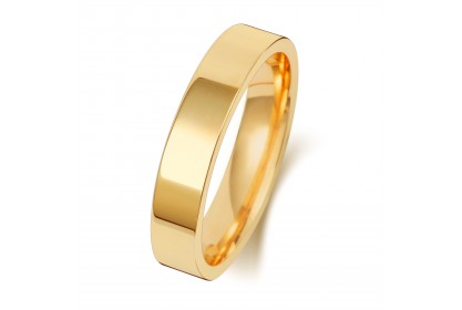 9ct Yellow Gold Flat Court 4mm Heavyweight Band