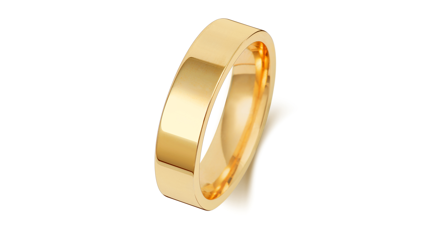 9ct Yellow Gold Flat Court 5mm Heavyweight Band