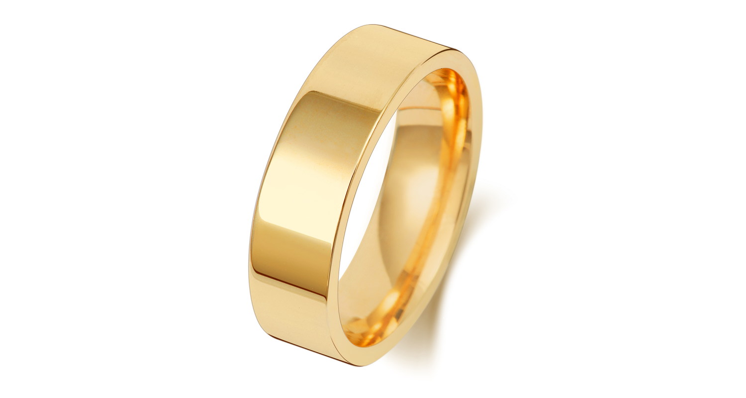 9ct Yellow Gold Flat Court 6mm Heavyweight Band