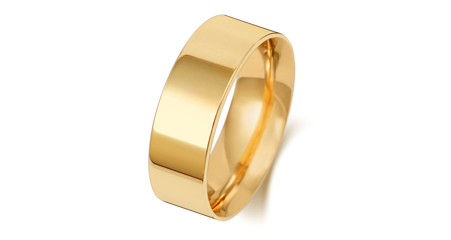 9ct Yellow Gold Flat Court 7mm Heavyweight Band