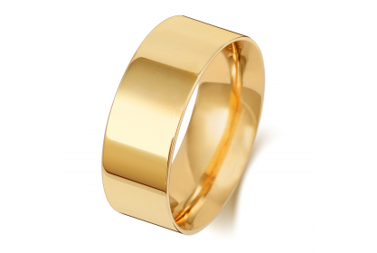 9ct Yellow Gold Flat Court 8mm Heavyweight Band