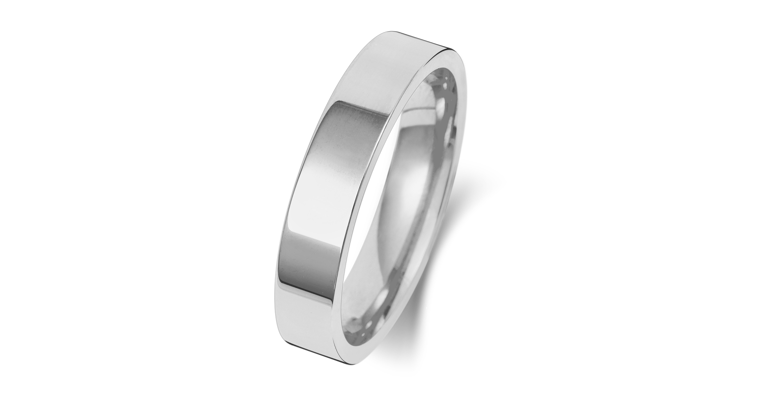 Platinum Flat Court 4mm Heavyweight Band