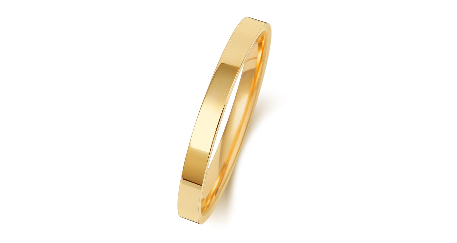 18ct Yellow Gold Flat Court 2mm Heavyweight Band