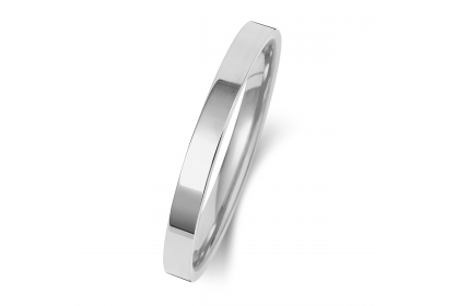 18ct White Gold Flat Court 2mm Heavyweight Band