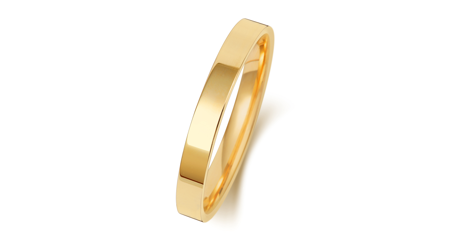 18ct Yellow Gold Flat Court 2.5mm Heavyweight Band