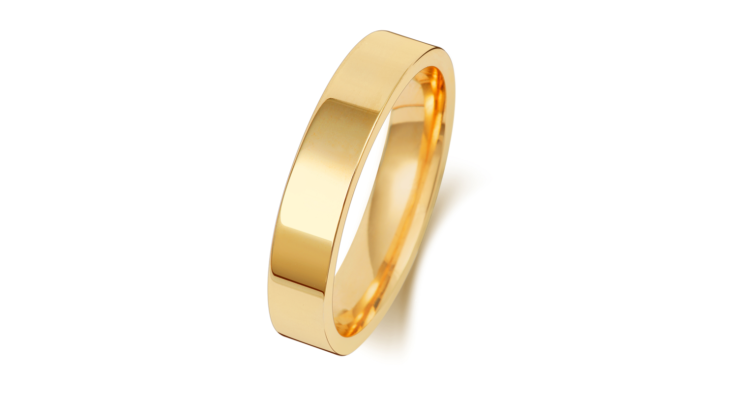 18ct Yellow Gold Flat Court 4mm Heavyweight Band