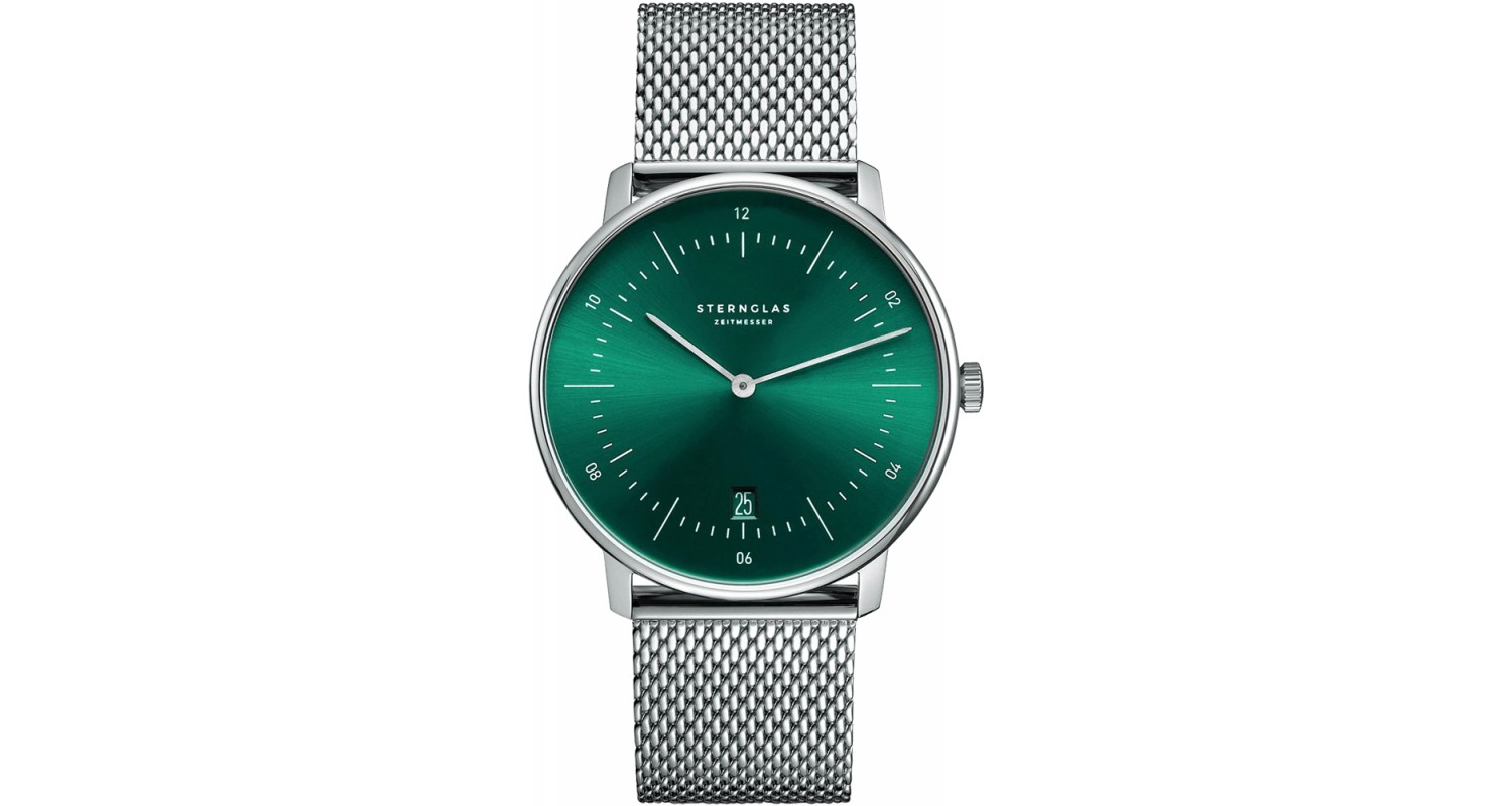 Sternglas Naos Sunburst Green Quartz Watch